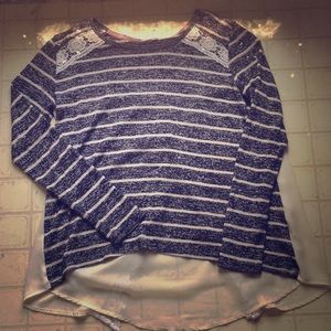 Long Sleeve Striped Lacey Shirt